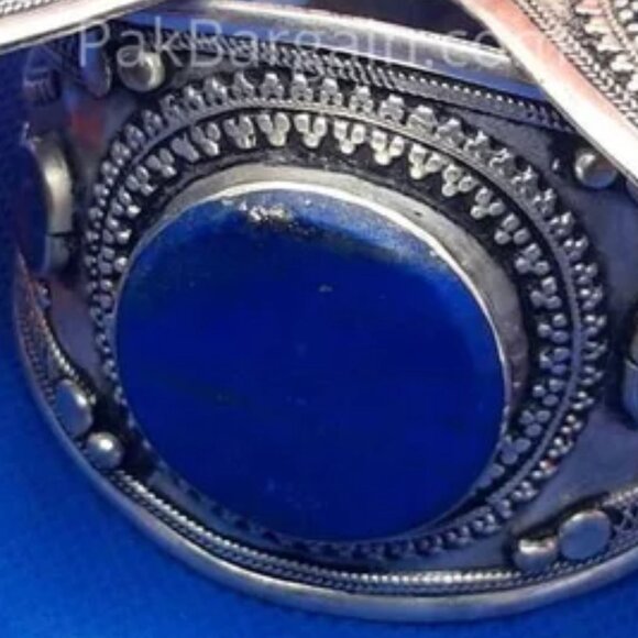 Single Boho Kuchi Cuff Bracelet With Round Shaped Stones, Tribal Ethnic Cuff - Picture 2 of 5